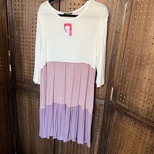 White and Purple Colorblock Dress